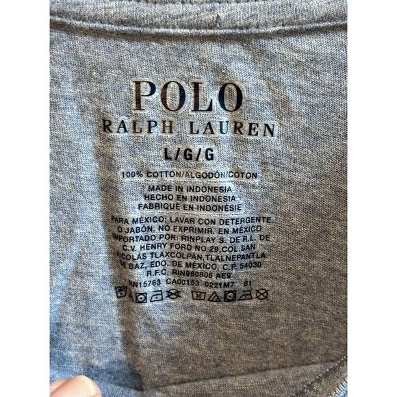 Polo Ralph Lauren Gray Logo 100% Cotton Long Sleeve T-shirt Size Men's‎ Large - Picture 3 of 4